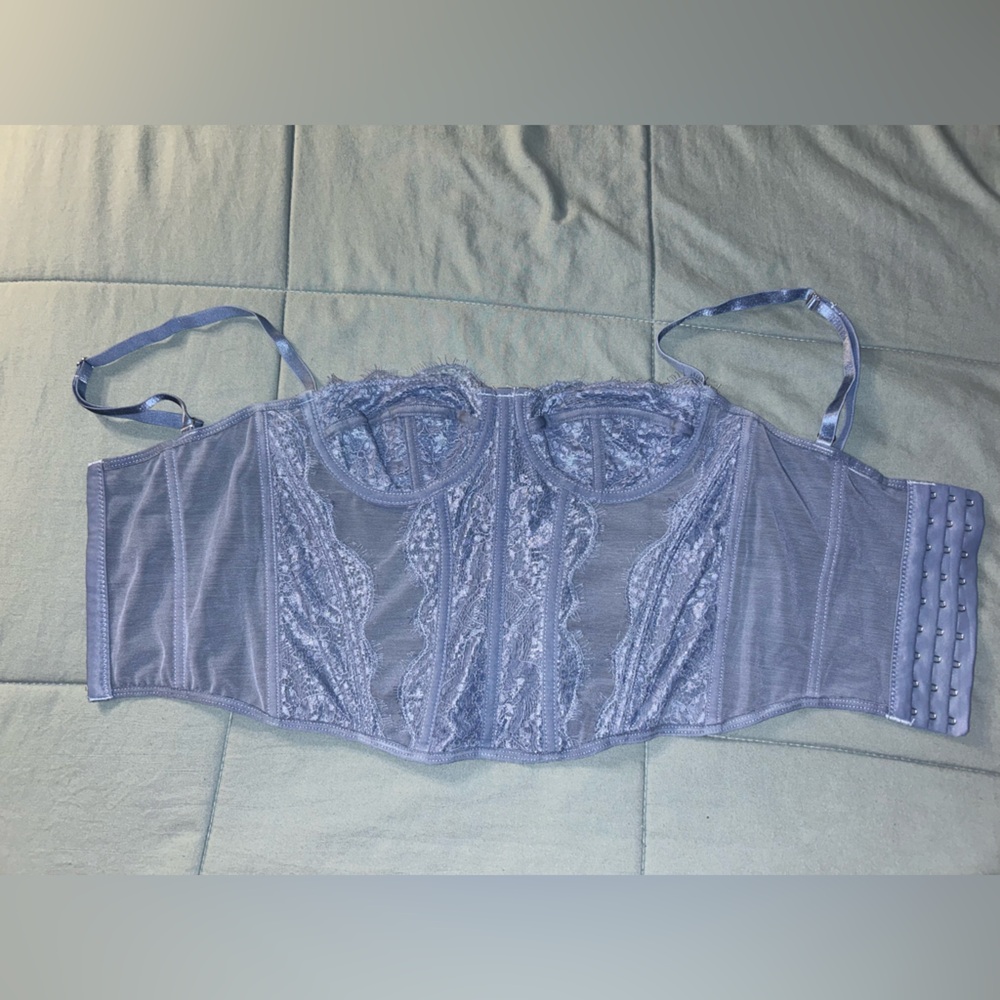 Elegant Lace Women's Corset Top in Blue